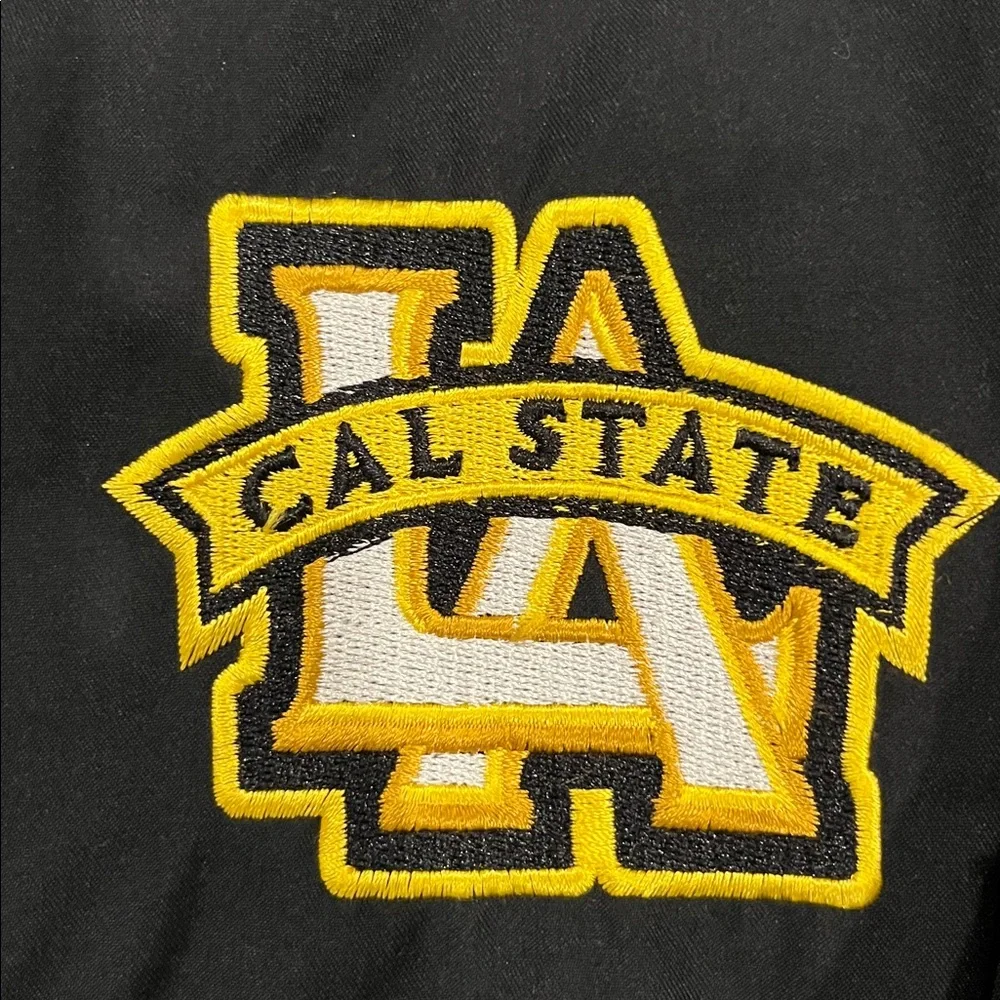 Cal State Embroidered Patch Zipper Lightweight Jacket Windbreaker Black Yellow L - Picture 3 of 12